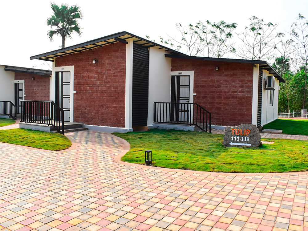 Tulip single bedroom cottage at Go Ranch Resort near Yadagirigutta – perfect for a peaceful sandalwood farm stay experience