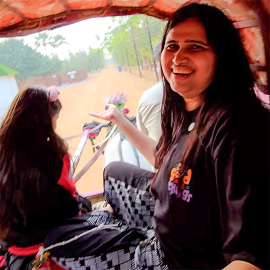 Family enjoying a horse cart ride during a birthday celebration at Go Ranch Resort.