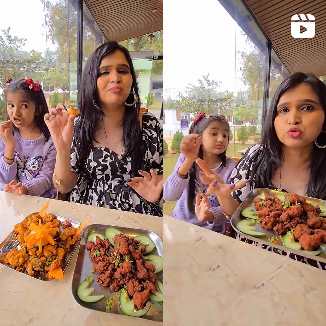 Telugu actress Srilalitha having non veg lunch at Go Ranch Resort Myna Cafeteria near Hyderabad